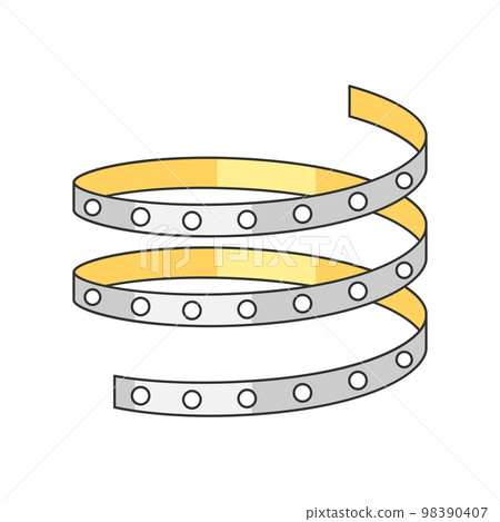 Illustration of diode tape lights. Electrical lighting equipment. Industrial or business image. Icon for website and shop. 98390407
