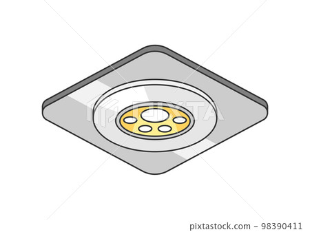 Illustration of recessed spot lighting. Electrical lighting equipment. Industrial or business image. Icon for website and shop. 98390411