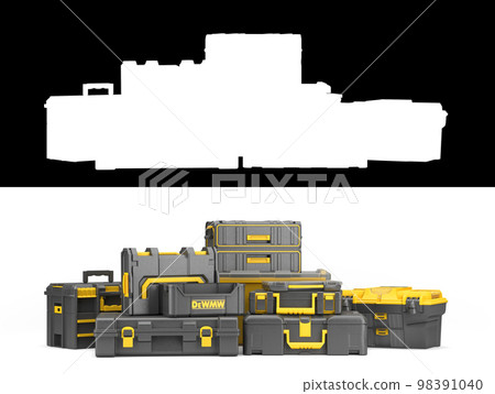 Set of professionsl tools cases 3d render on white with alpha 98391040