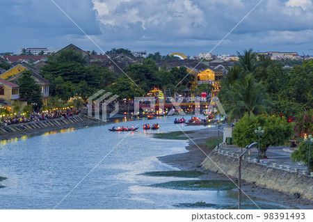 Hoi An, Vietnam Around the Thu Bon River in the evening showing the bustle 98391493