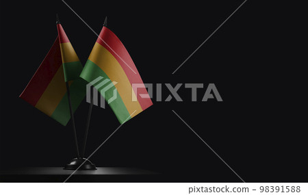 Small national flags of the Bolivia on a black background Small national flags of the Bolivia on a black background 98391588