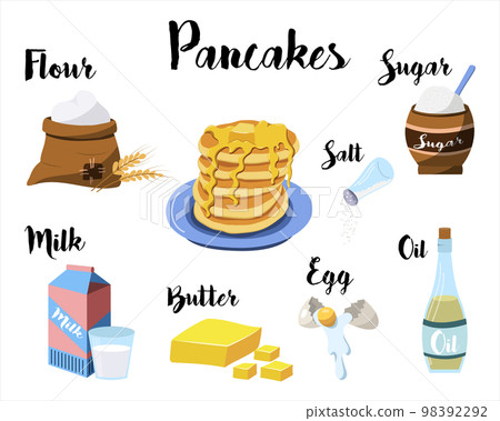 a kitchen poster with a pancake recipe. Vector illustration on a white background a kitchen poster with a pancake recipe. Vector illustration on a white background 98392292