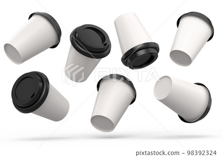 Set of paper coffee cups for cappuccino, americano, espresso, mocha, latte 98392324