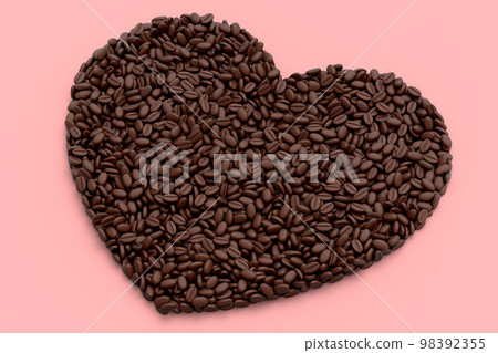 Roasted coffee beans spread out as background, concept takeaway food and drink 98392355