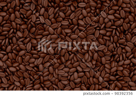 Roasted coffee beans spread out as background, concept takeaway food and drink 98392356