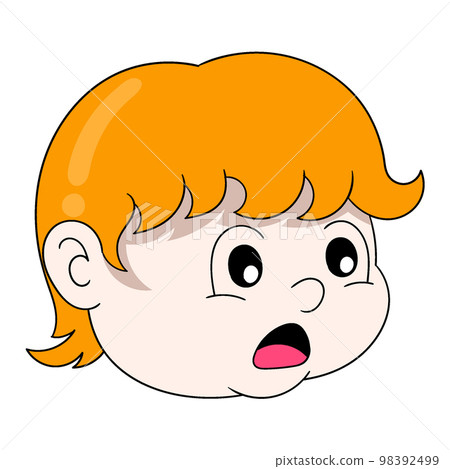 orange haired baby boy head emoticon showing surprised face orange haired baby boy head emoticon showing surprised face 98392499