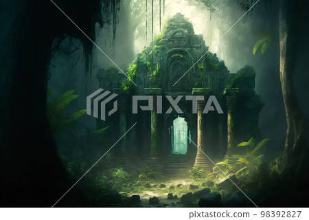 temple, forest, moss 98392827