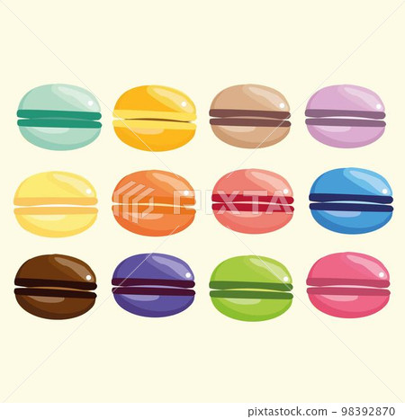 a set of delicious sweet macaroons of different colors and flavors a set of delicious sweet macaroons of different colors and flavors 98392870