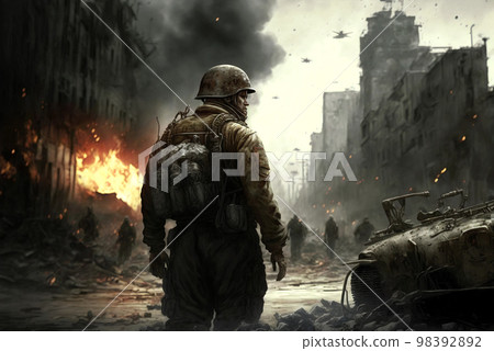 destruction, fire, ruin 98392892