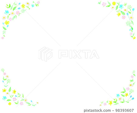 Botanical frame with spring wildflowers. Illustration drawn with watercolors. 98393607