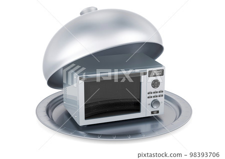 Restaurant cloche with combination oven, microwave. 3D rendering Restaurant cloche with combination oven, microwave. 3D rendering 98393706