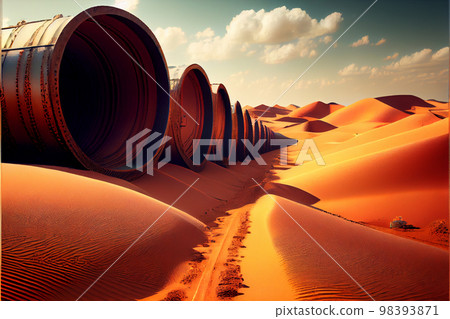 Construction site of natural gas pipeline. Construction site of natural gas pipeline. 98393871