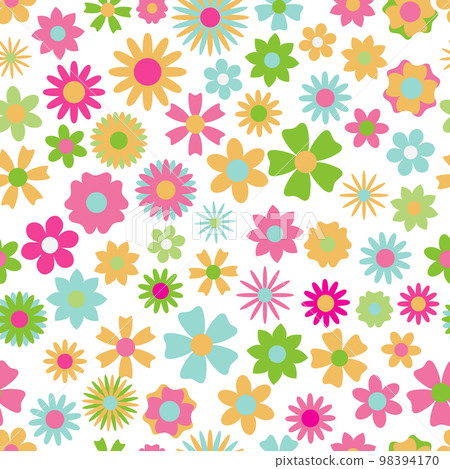 Seamless pattern of multicolored flowers Seamless pattern of multicolored flowers 98394170