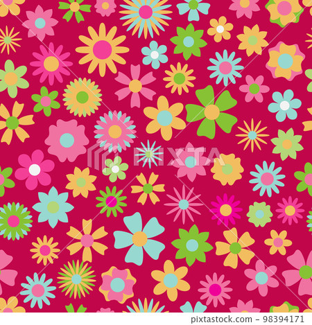 Seamless pattern of multicolored flowers Seamless pattern of multicolored flowers 98394171