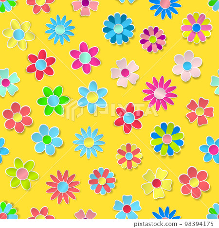 Seamless pattern of multicolored paper flowers Seamless pattern of multicolored paper flowers 98394175