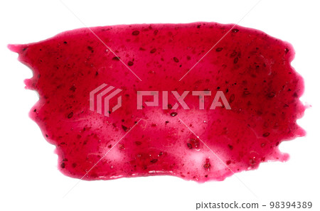 Red blob of blueberry jam isolated on white background Red blob of blueberry jam isolated on white background 98394389