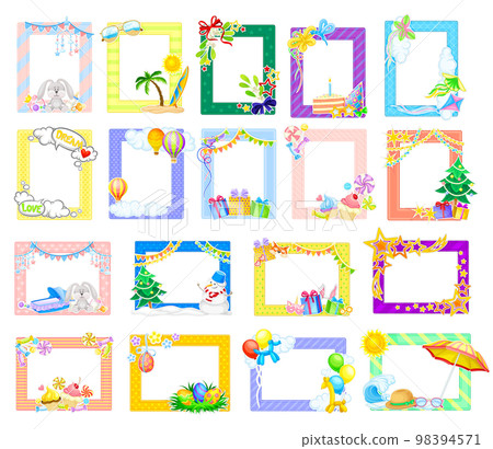 Photo Frame or Picture Frame with Decorated Border Big Vector Set 98394571