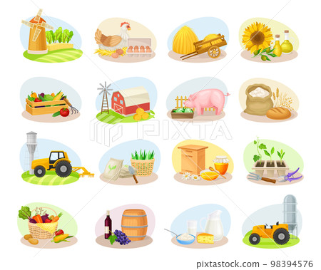 Farming and Horticulture with Village Scene Big Vector Set Farming and Horticulture with Village Scene Big Vector Set 98394576