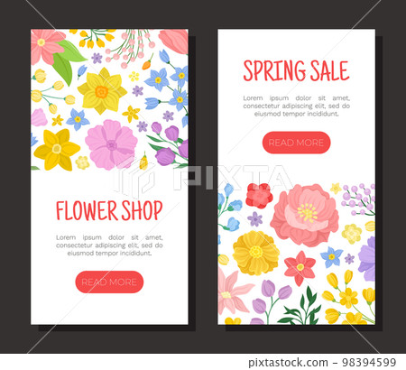 Floral Card Design with Blooming Fragrant Garden Flower Vector Template 98394599