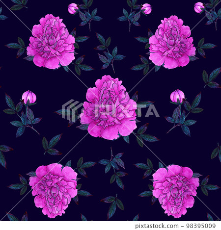 Peonies Watercolor Seamless Pattern. Hand drawn illustration. Peonies Watercolor Seamless Pattern. Hand drawn illustration. 98395009