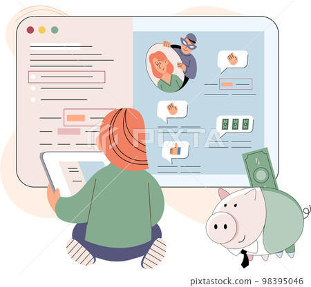 Hacker attack. Internet phishing, hacked username, password. Fraud with user data on social networks 98395046