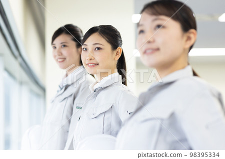 Woman in work clothes taking a seminar Woman in work clothes taking a seminar 98395334