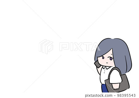職業女性，打電話的女性，插圖，白色背景，空白 98395543