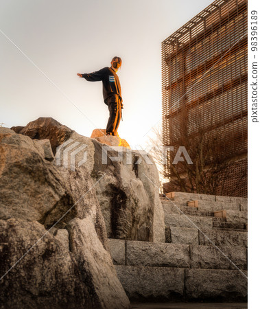 Tsukuba City, Ibaraki Prefecture: Evening view of Tsukuba Station and portrait of my daughter 98396189