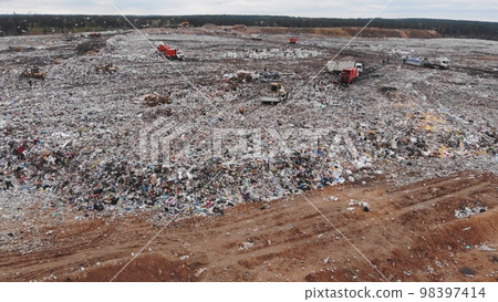 A large landfill near the city of Minsk. View from the drone. A large landfill near the city of Minsk. View from the drone. 98397414