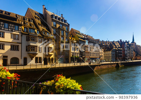 Houses and canals of French town Strasbourg Houses and canals of French town Strasbourg 98397936