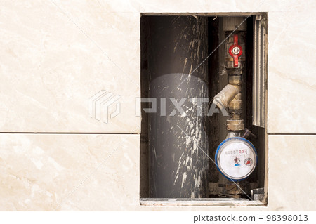 Old or new dirty water counter in apartment durind renovation 98398013