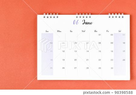 The June 2023 calendar desk for the organizer to plan and reminder on red background. 98398588