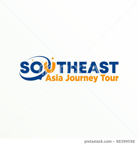 Simple letter or word SOUTHEAST sans serif font with compass and shield or guard image graphic icon logo design abstract concept vector stock. can be a corporate identity related to travel or wordmark 98399598
