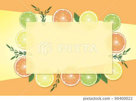Fresh citrus fruit frame transparent orange, lime and lemon lemon yellow and orange background colors 98400022