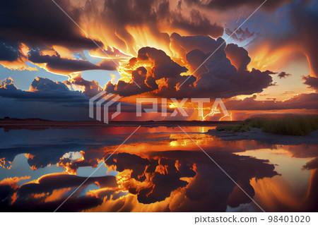 背景材料：美麗的夕陽圖像背景 98401020
