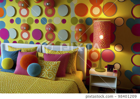 Image material: retro pop and colorful interior image 98401209