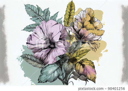 Image material: Floral pop art in artistic pastel colors Image material: Floral pop art in artistic pastel colors 98401256