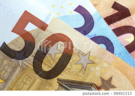 Close up of colorful euro money. Euro money background. 98401313