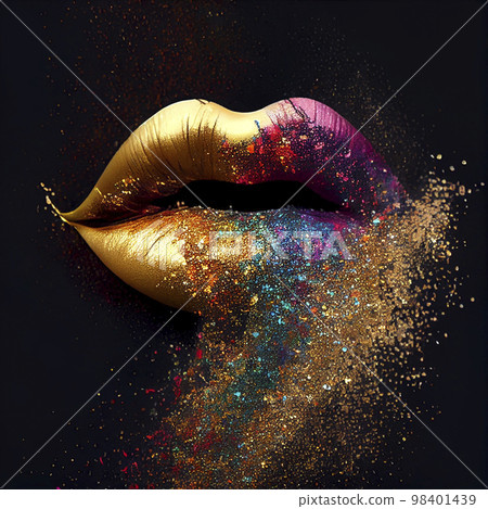 Image material: Zoom image of colorful lips 98401439