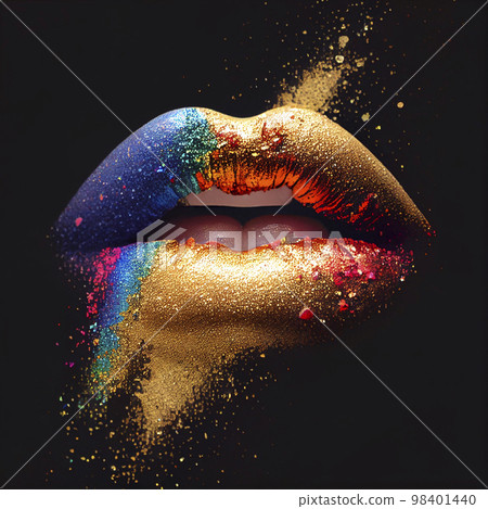 Image material: Zoom image of colorful lips 98401440