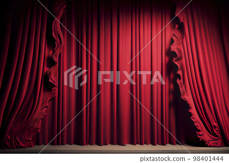 Image material: Image of a luxurious red curtain Image material: Image of a luxurious red curtain 98401444