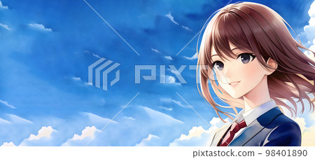 長發女孩考試學生清爽夏日 98401890