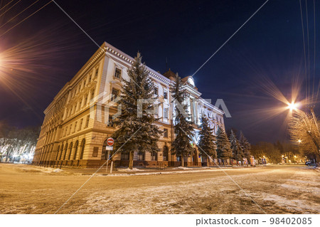 Building of Medical Academy in Ivano-Frankivsk, Ukraine at night. 98402085