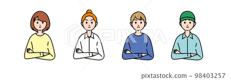 男人和女人交叉雙臂表達憤怒 男人和女人交叉雙臂表達憤怒 98403257