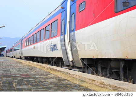 Passenger car of Mugunghwa, a premium train of Korea Railroad Corporation KORAIL Passenger car of Mugunghwa, a premium train of Korea Railroad Corporation KORAIL 98403330