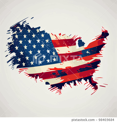 Realistic abstract flag of USA in the form of a map of america, independence day of the country, national traditions 98403684