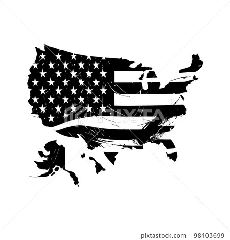 Realistic abstract flag of USA in the form of a map of america, independence day of the country, national traditions 98403699