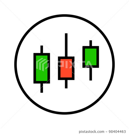 Round candlestick chart icon. Fluctuations in stock prices. vector. 98404463