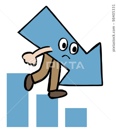 Descending arrow in bar chart Descending arrow in bar chart 98405331