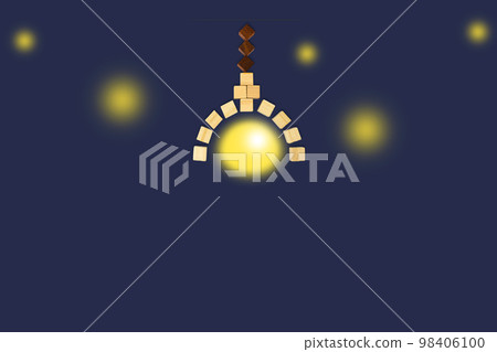 Night background of hanging lights of wood cubes hanging on the ceiling Night background of hanging lights of wood cubes hanging on the ceiling 98406100